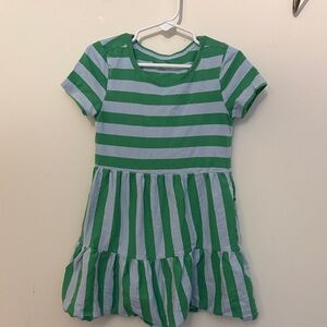 Old Navy Green and White Striped Casual Kids Dress